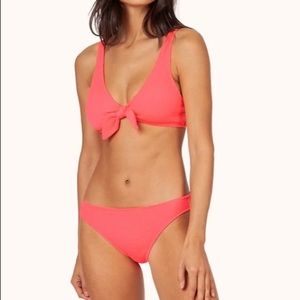 Hot pink ruched bikini top and bottom M